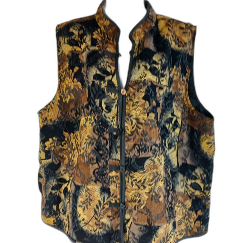 CJ Banks women vest tapstry floral dark whimsical Sz 1X office career wear dark